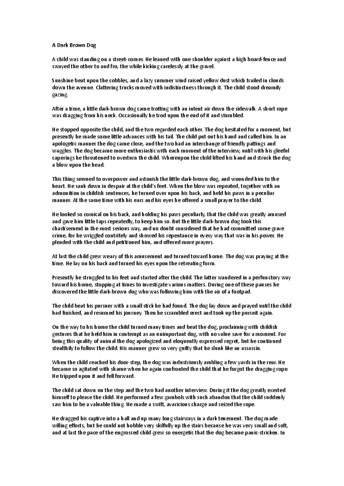 short-stories-a-dark-brown-dog-a-child-was-standing-on-a-street