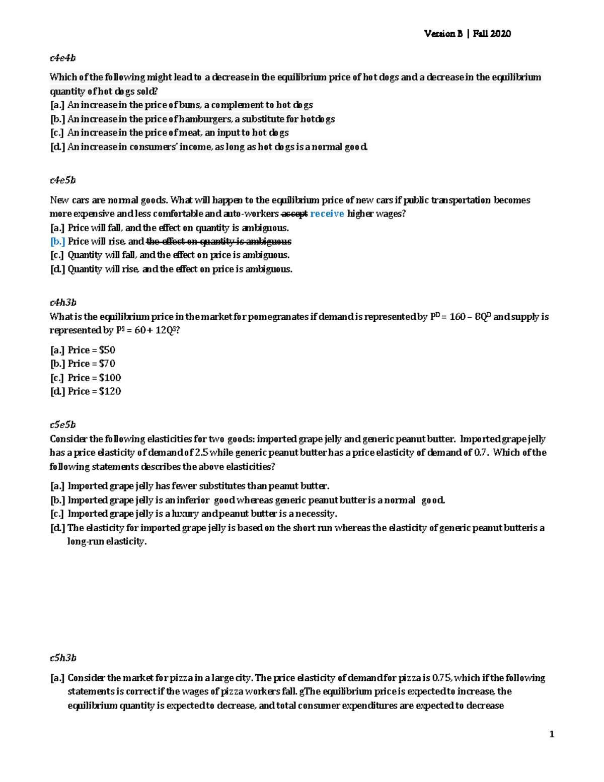 ECON 1001 Final Practice Questions - C4e4b Which Of The Following Might ...