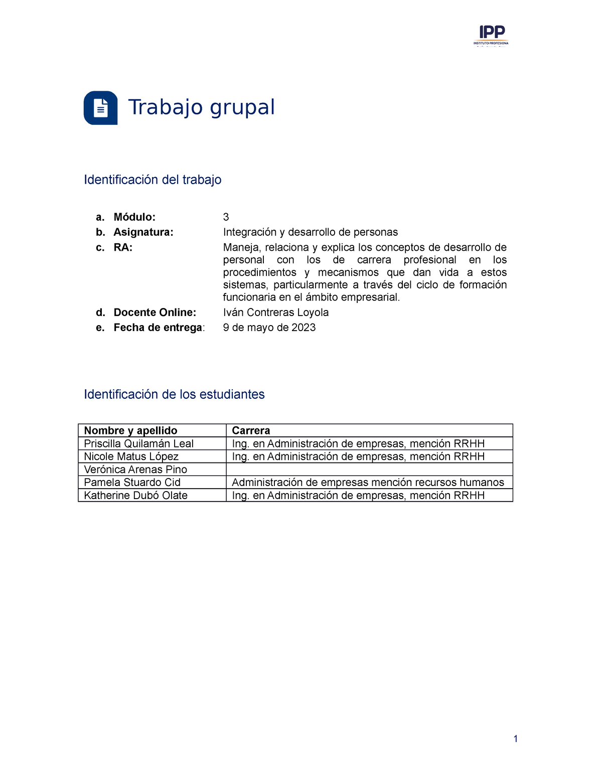 Grupo N°2 TG-M3 Integracion Y Desarrollo De Personas - Trabajo Grupal ...