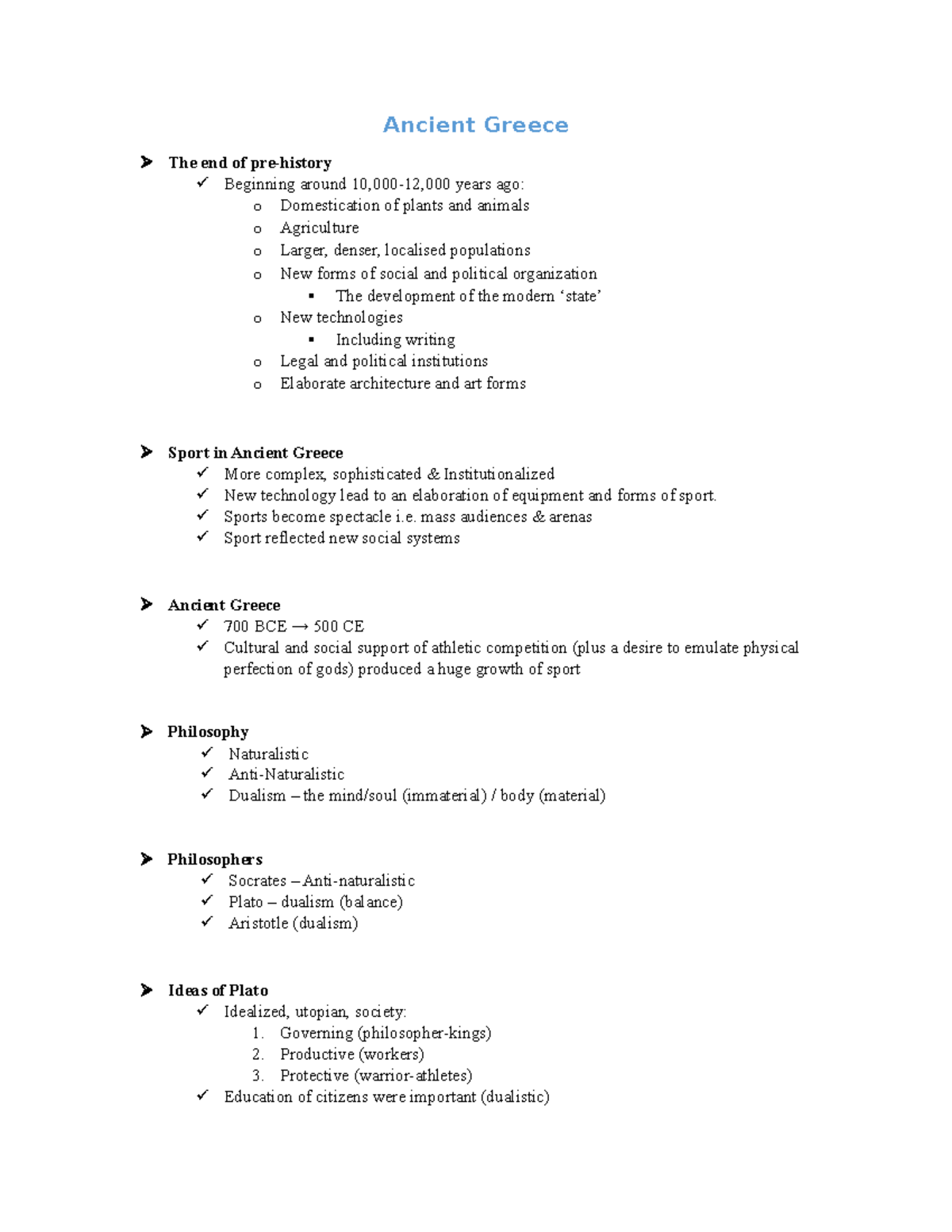 Ancient Greece Notes - Ancient Greece The end of pre-history Beginning ...