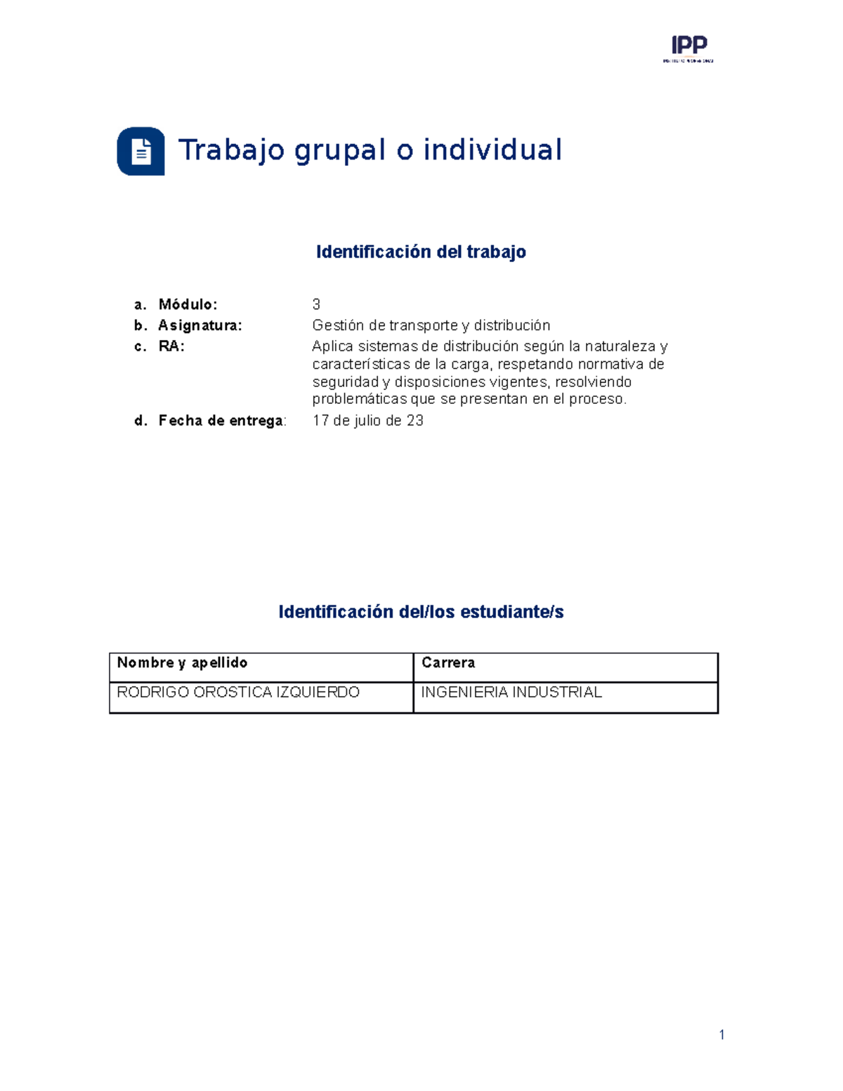 Grupo 5 TG M3 Gestion De Transporte Y Distribucion - Trabajo Grupal O ...