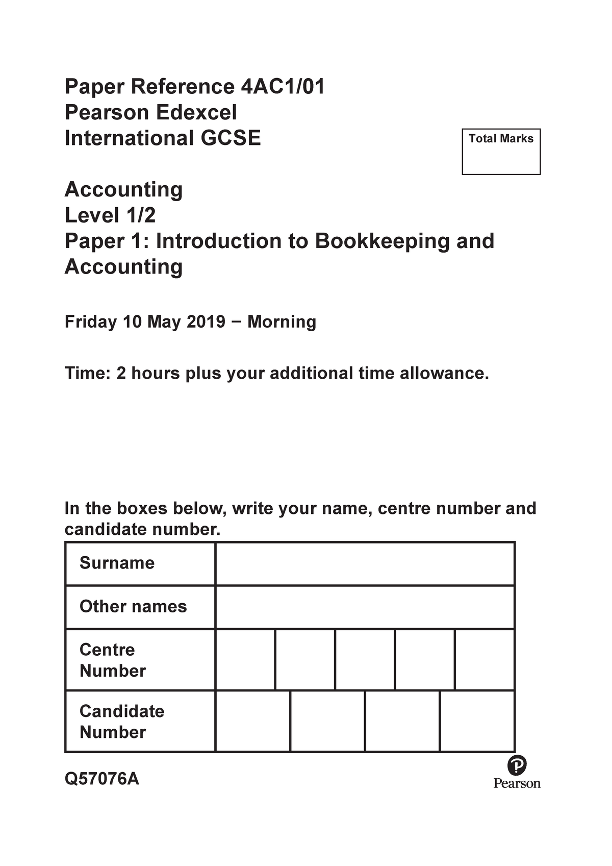 Q57076 A 24pt A3 4AC1 01 Question Paper - Paper Reference 4AC1 ...