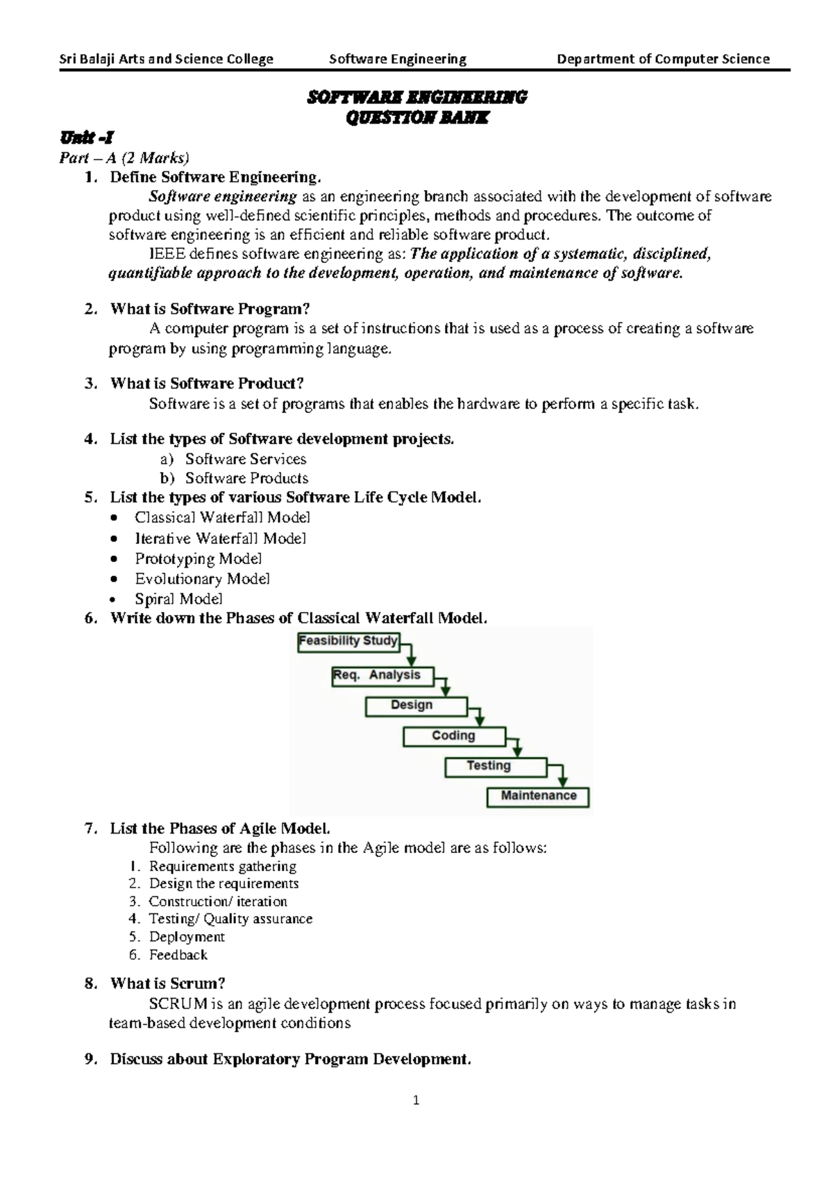 Question Bank-Software Engineering - SOFTWARE ENGINEERING QUESTION BANK ...