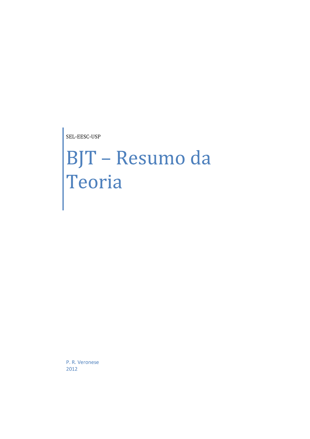 Bjt Eletr Nica B Sica Resumo Da Teoria V Sel Eesc Usp Bjt Resumo Da Teoria P R