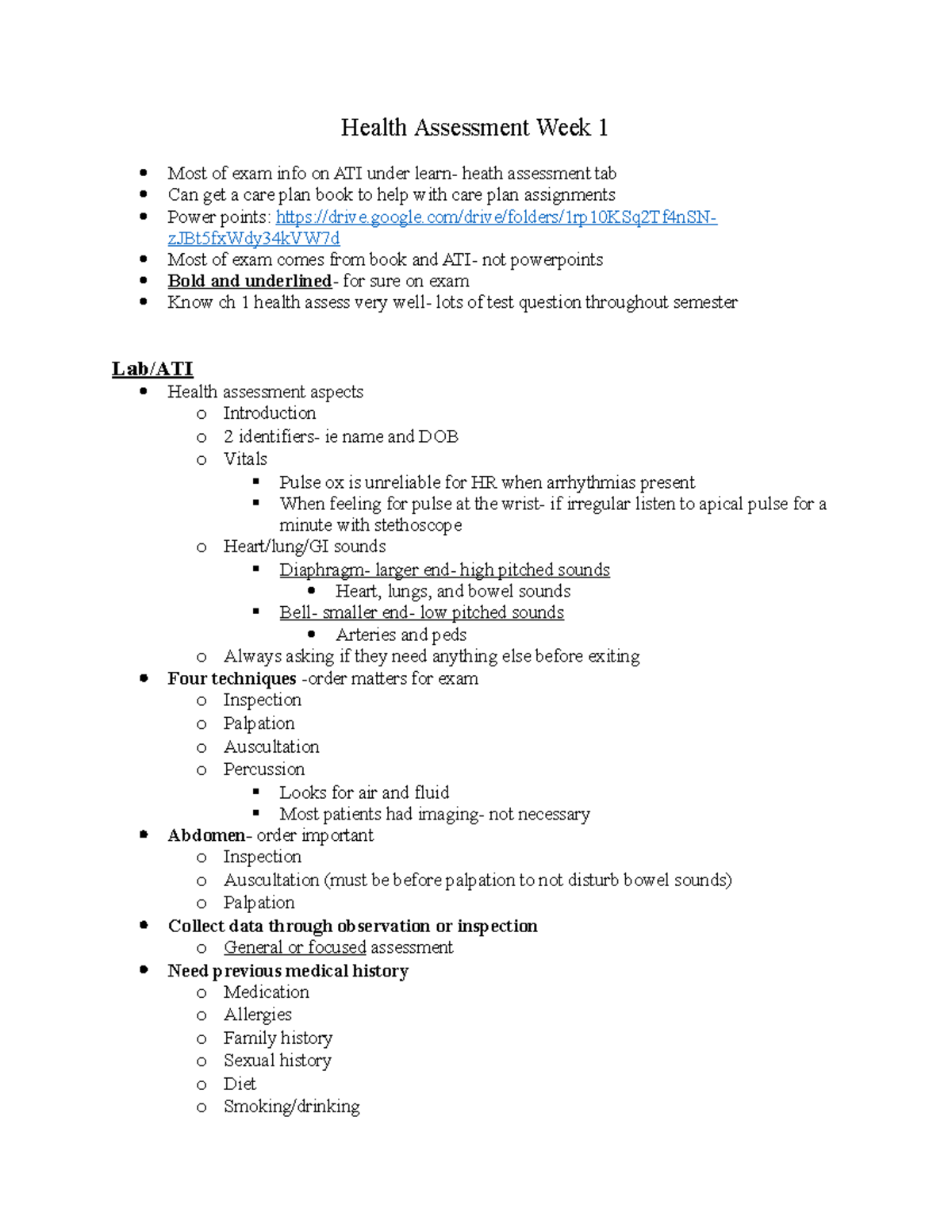 Health Assess Wk 1 Las Vegas Campus Health Assessment Week 1 Most