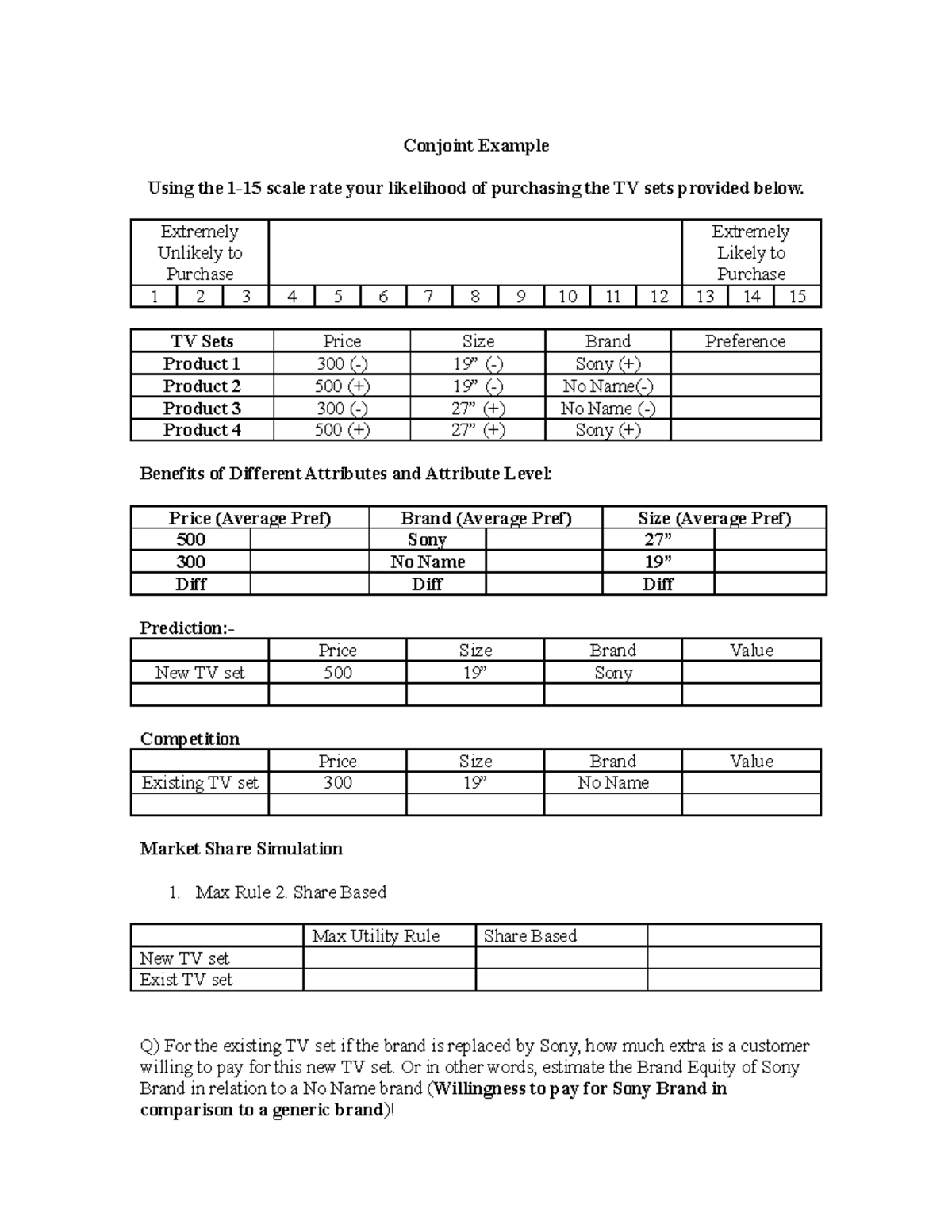 Conjoint Tutorial - Conjoint Example Using The 1-15 Scale Rate Your ...