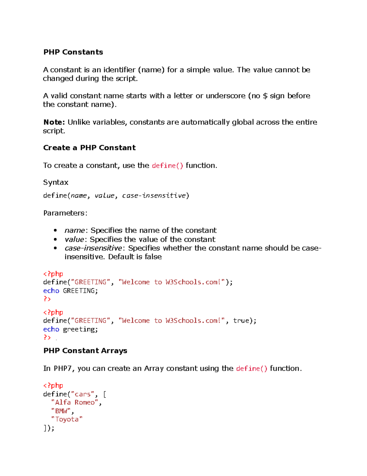PHP Constants - Easy Study points - PHP Constants A constant is an ...