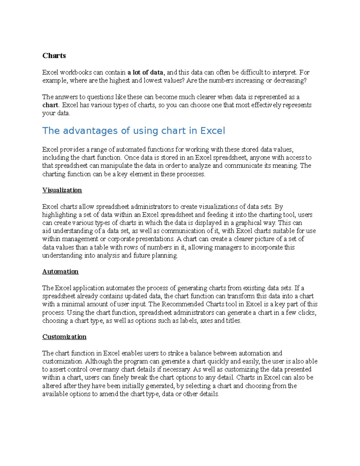 Charts - This is informative summarized course. - Charts Excel ...