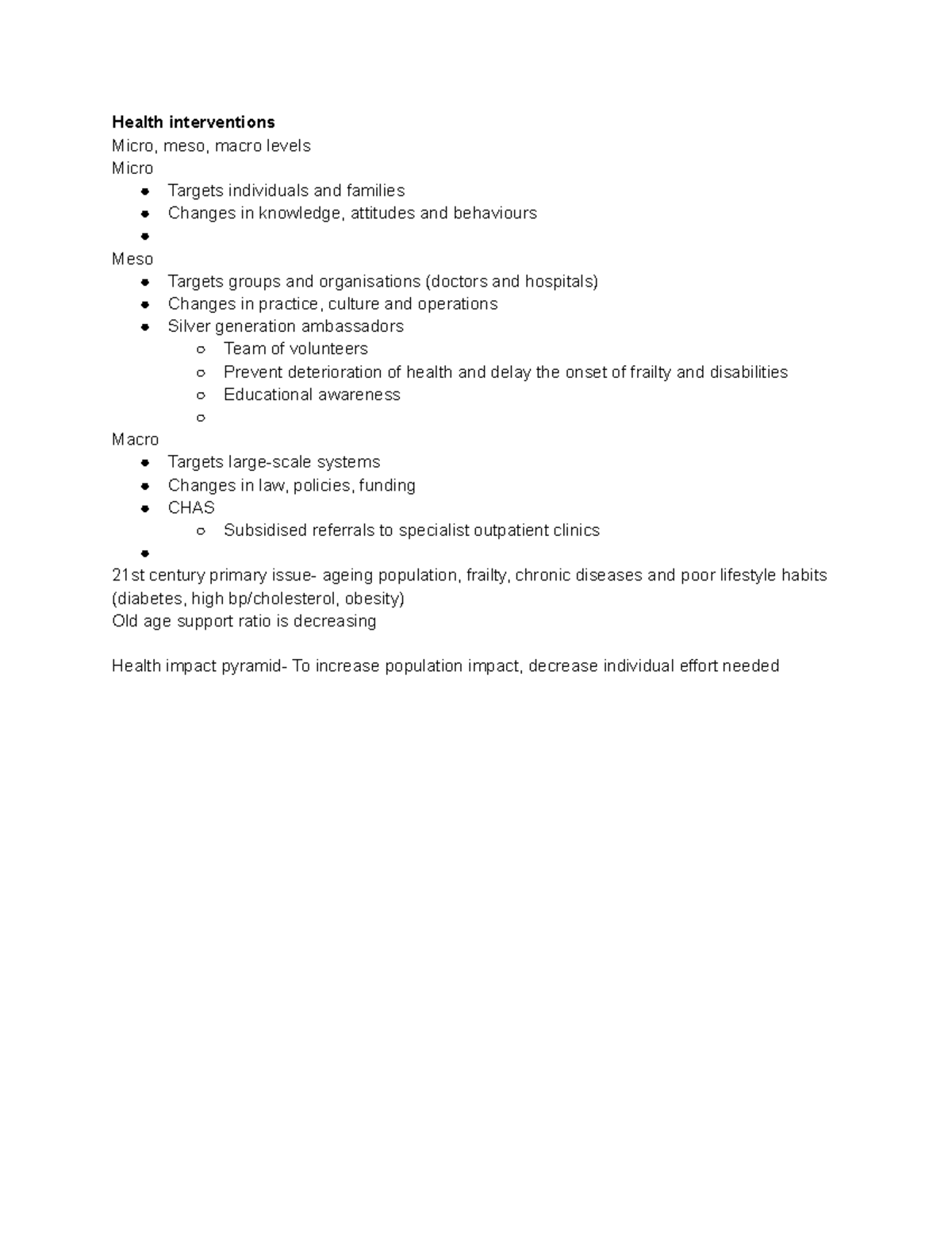 GEC1015- Week 4 - health interventions - Health interventions Micro ...