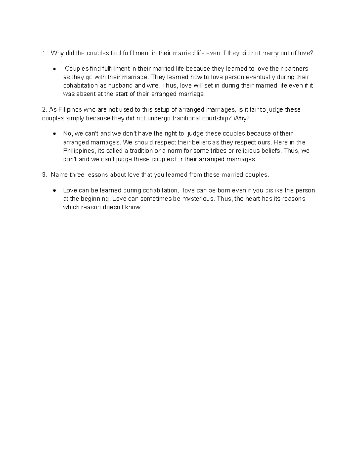 Essay on Relativism and Arranged Marriages - Why did the couples find ...