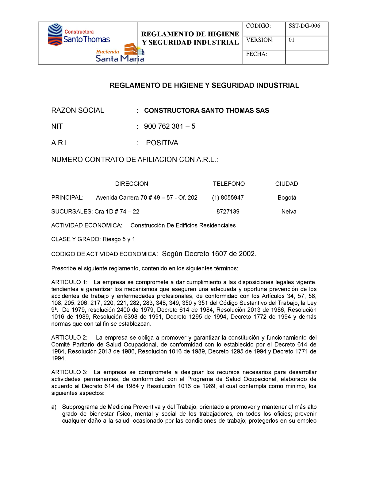 Reglamento De Higiene Y Seguridad Industrial Actualizado 2019 Reglamento De Higiene Y 7995