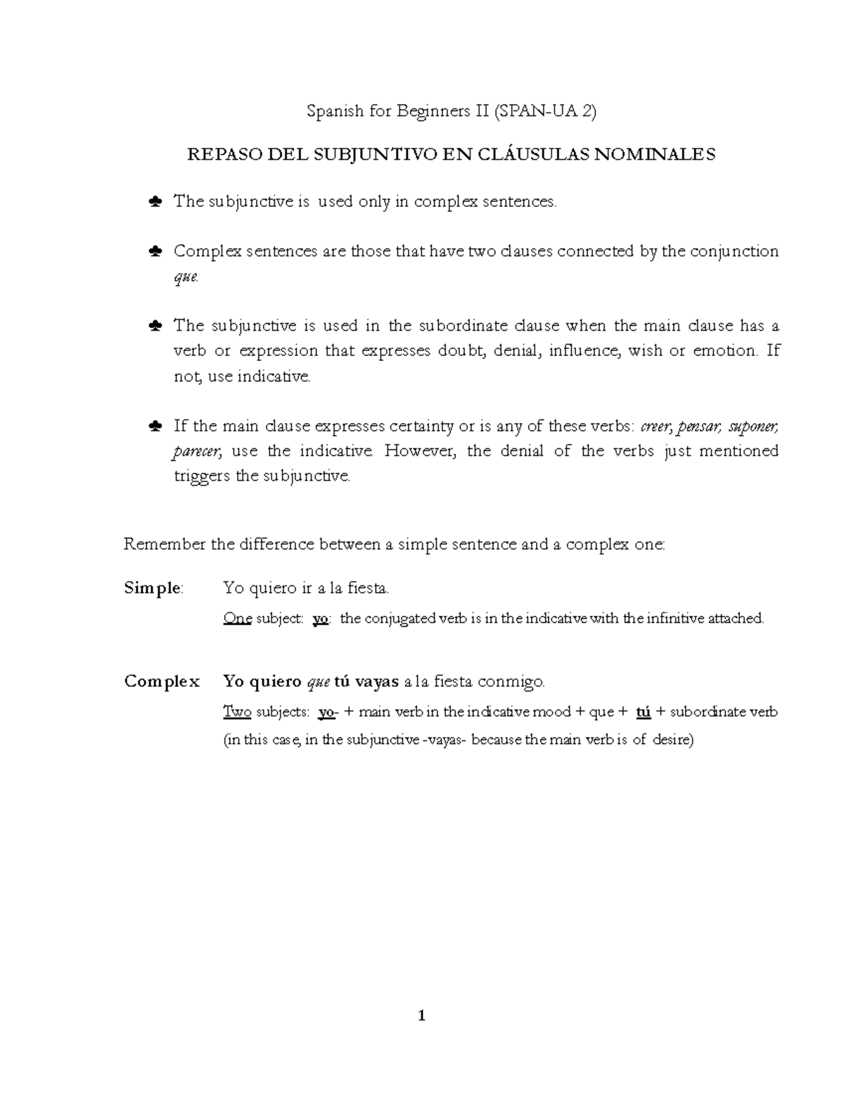 SPAN 2 Repaso Del Subjuntivo En Cláusulas Nominales Final - Spanish For ...