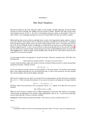 Ch1 Introduction - Ch1 Notes - CHAPTER 1 Introduction Real analysis is ...