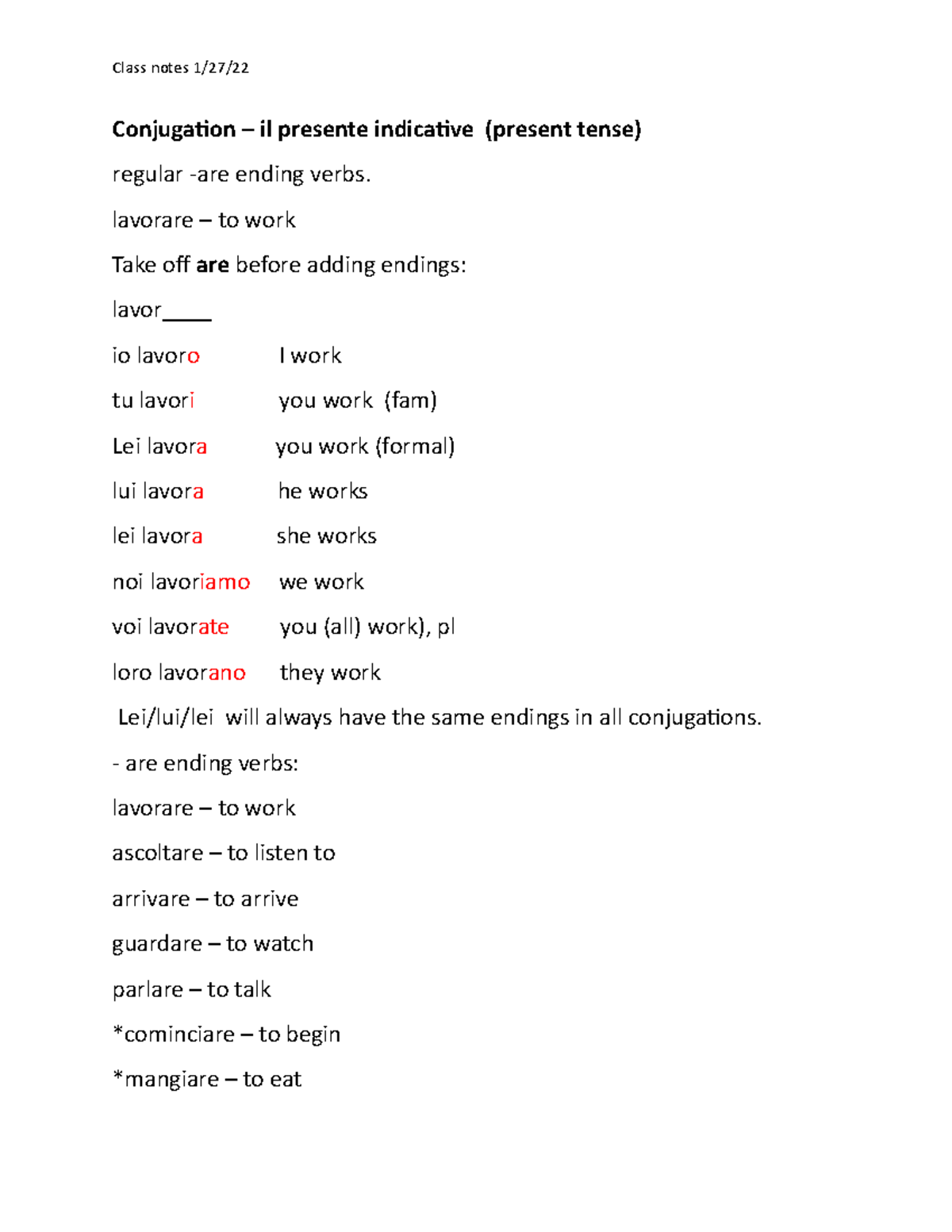 class-notes-jan-27-2022-regular-verbs-in-present-tense-conjugation