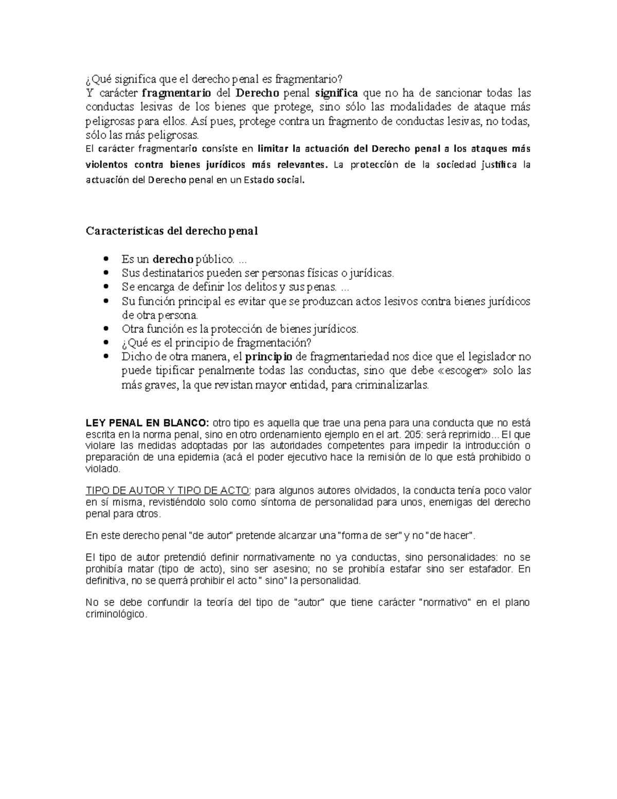 Qué significa que el derecho penal es fragmentario - Así pues, protege ...