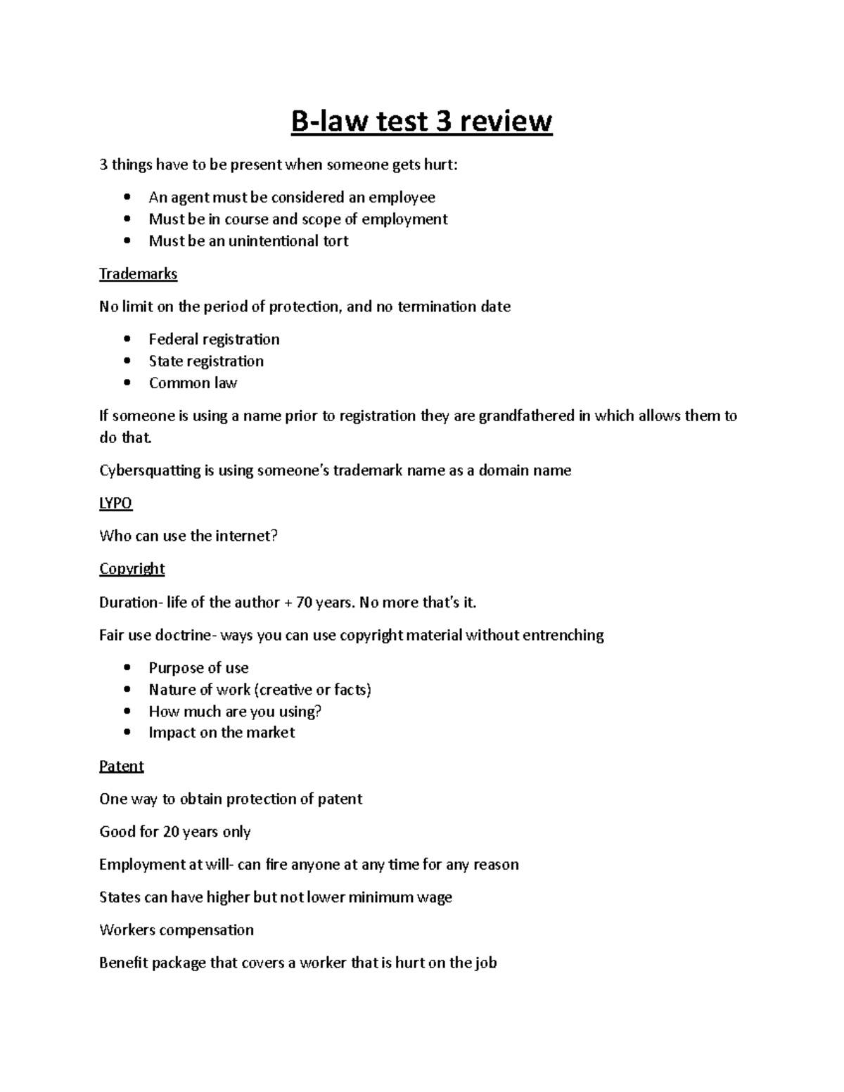 Blaw Test 3 - Review For Test 3 - B-law Test 3 Review 3 Things Have To ...