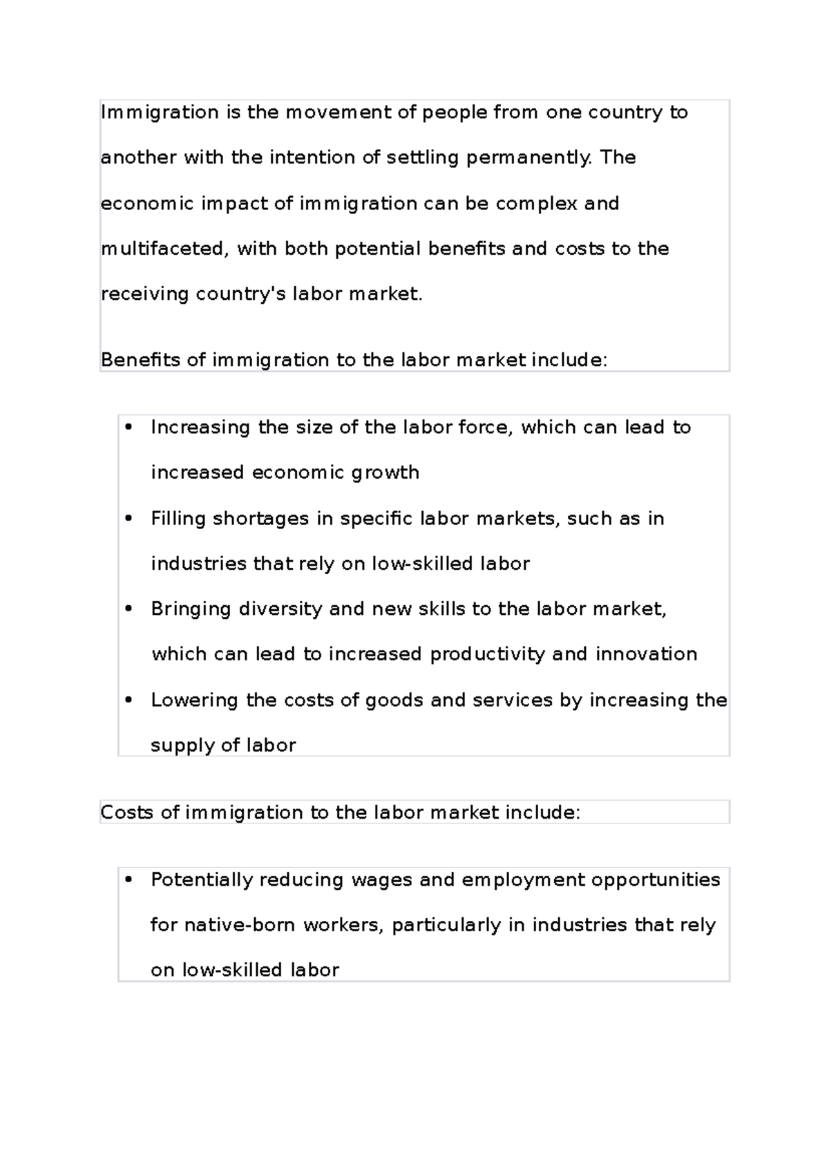 Immigration and its impact on labour markets - Immigration is the ...