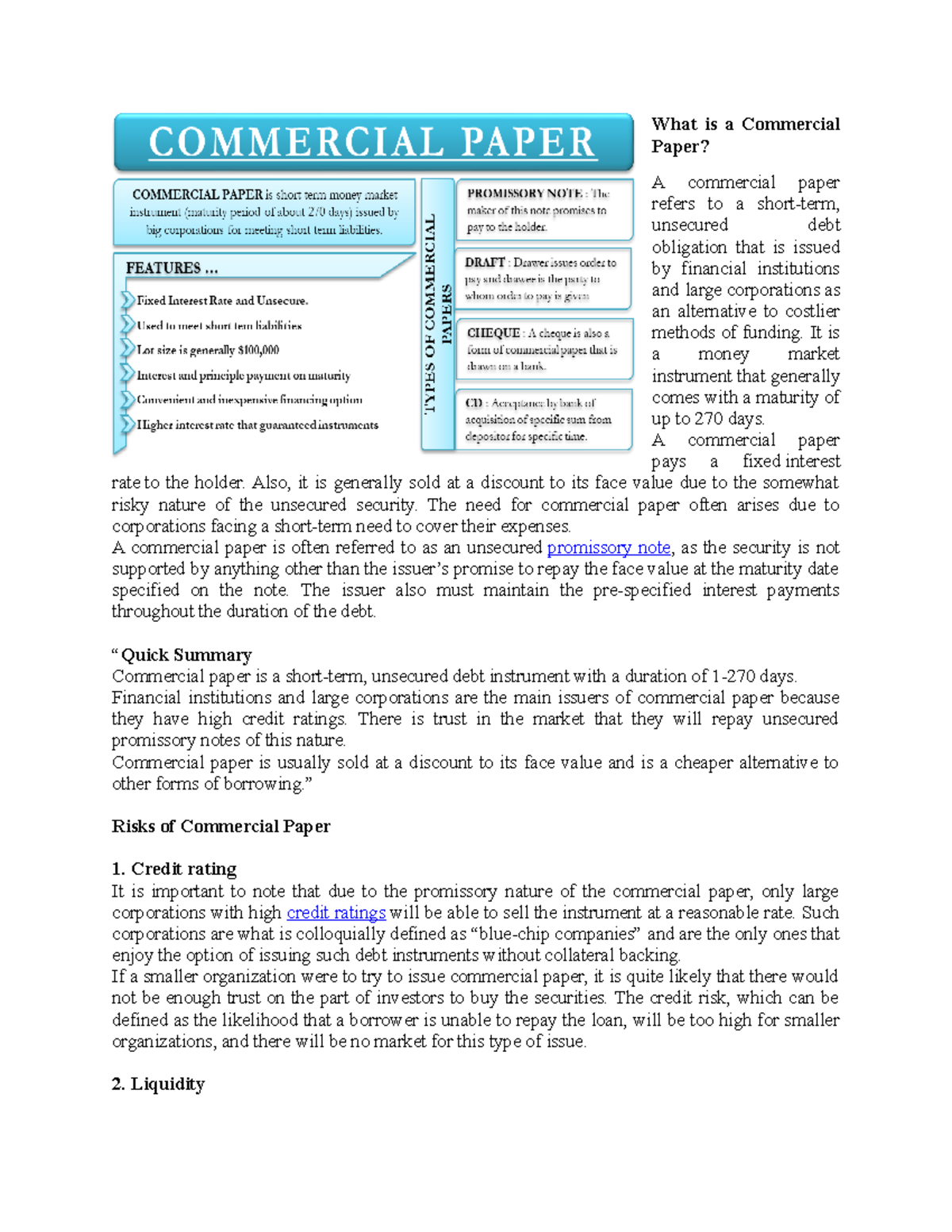 What is a Commercial Paper What is a Commercial Paper? A commercial