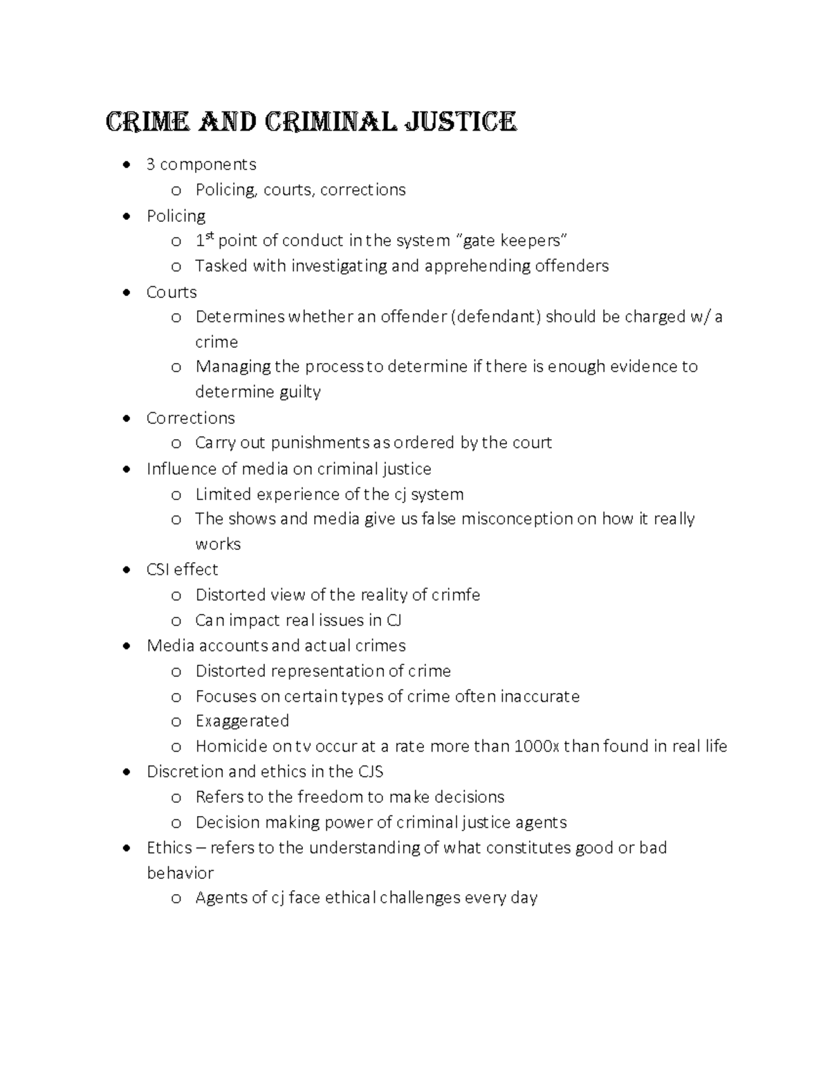 Crime and criminal justice notes - Crime and criminal justice 3 ...