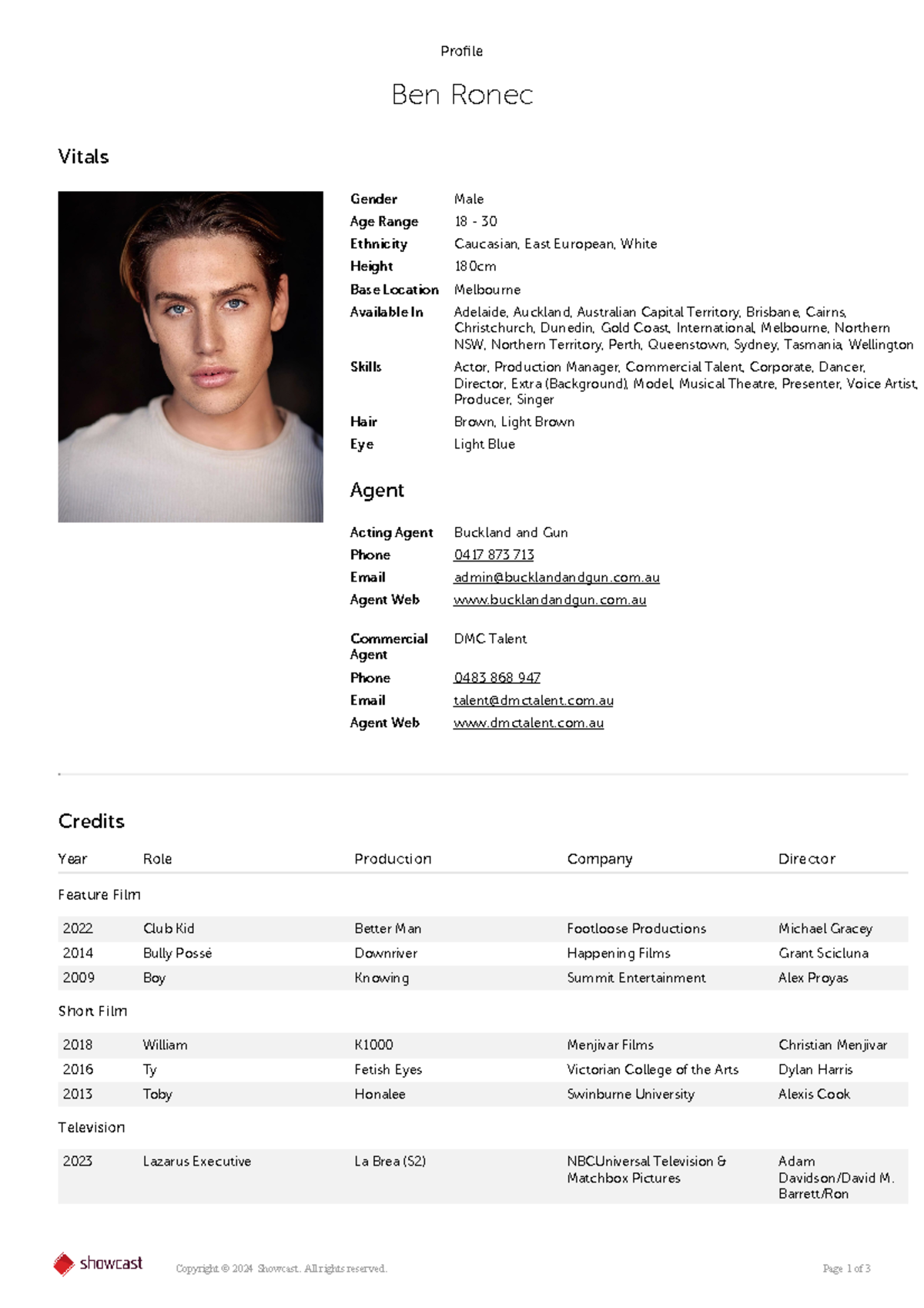 Ben Ronec - Acting résumé. - Profile Ben Ronec Vitals Gender Male Age ...