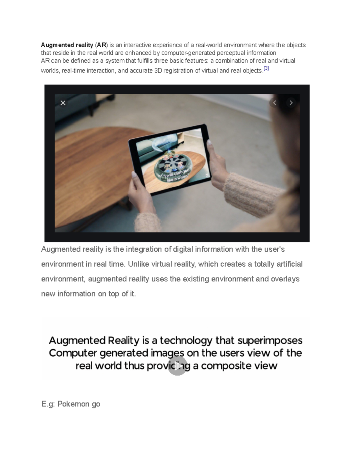 AR-Vuforia - notes - Augmented reality (AR) is an interactive ...