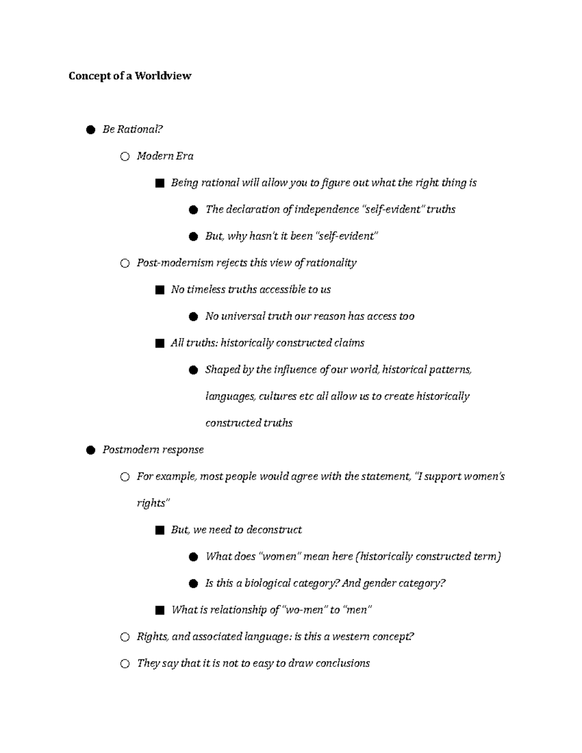 Concept of a Worldview - Professor Steck - Concept of a Worldview Be ...