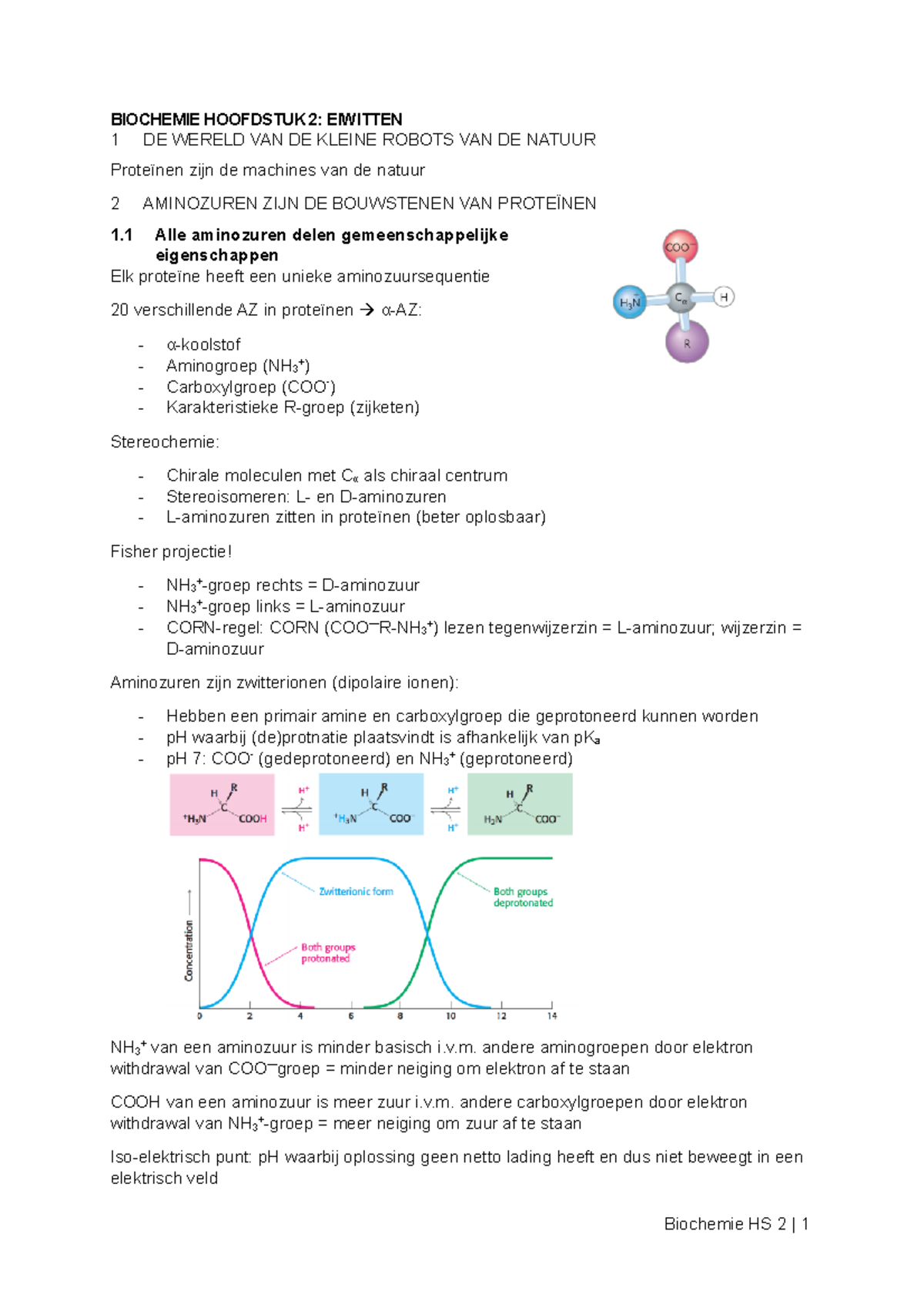 Hoofdstuk 2: Eiwitten - Samenvatting - BIOCHEMIE HOOFDSTUK 2: EIWITTEN ...