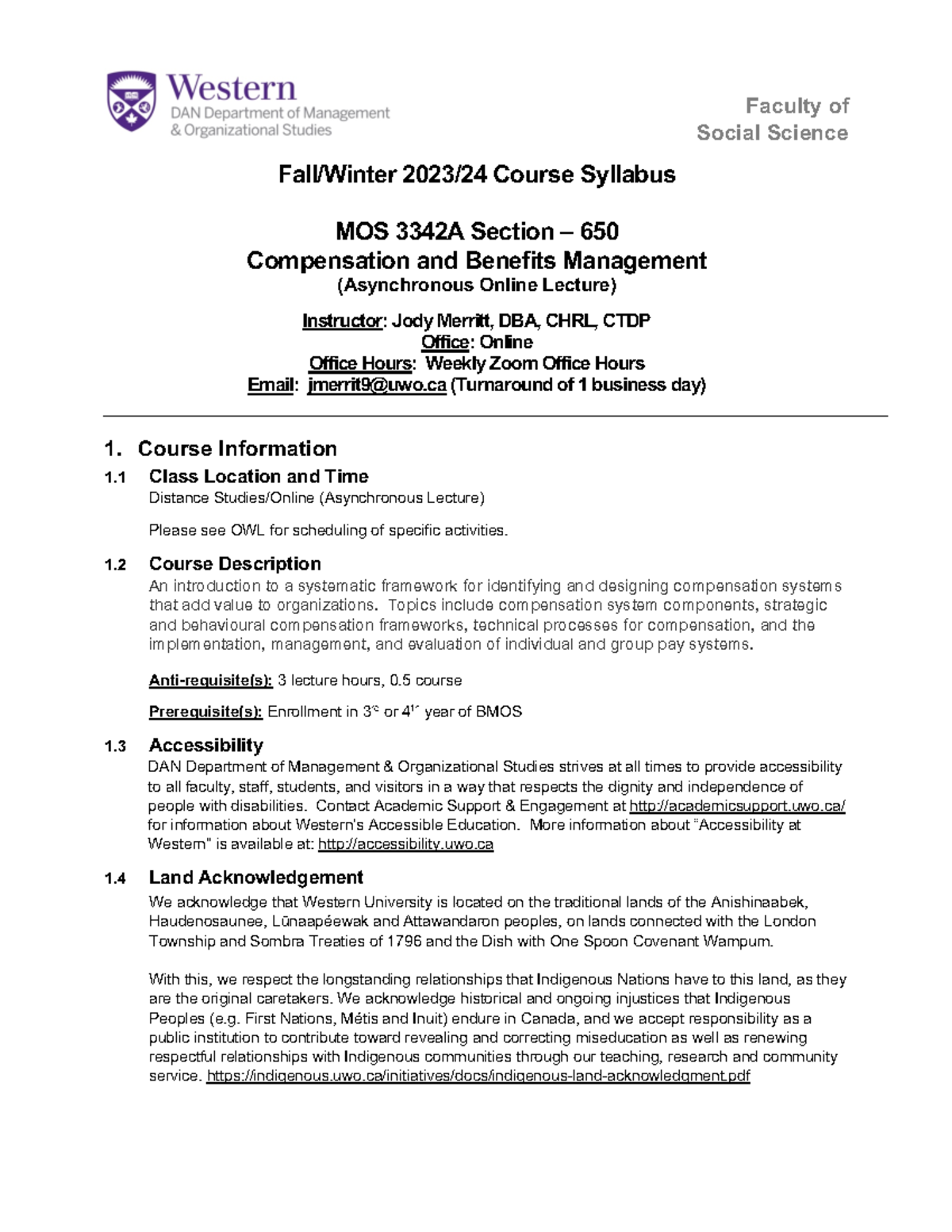 F23 MOS 3342A 001 Course Outline - Faculty of Social Science Fall ...