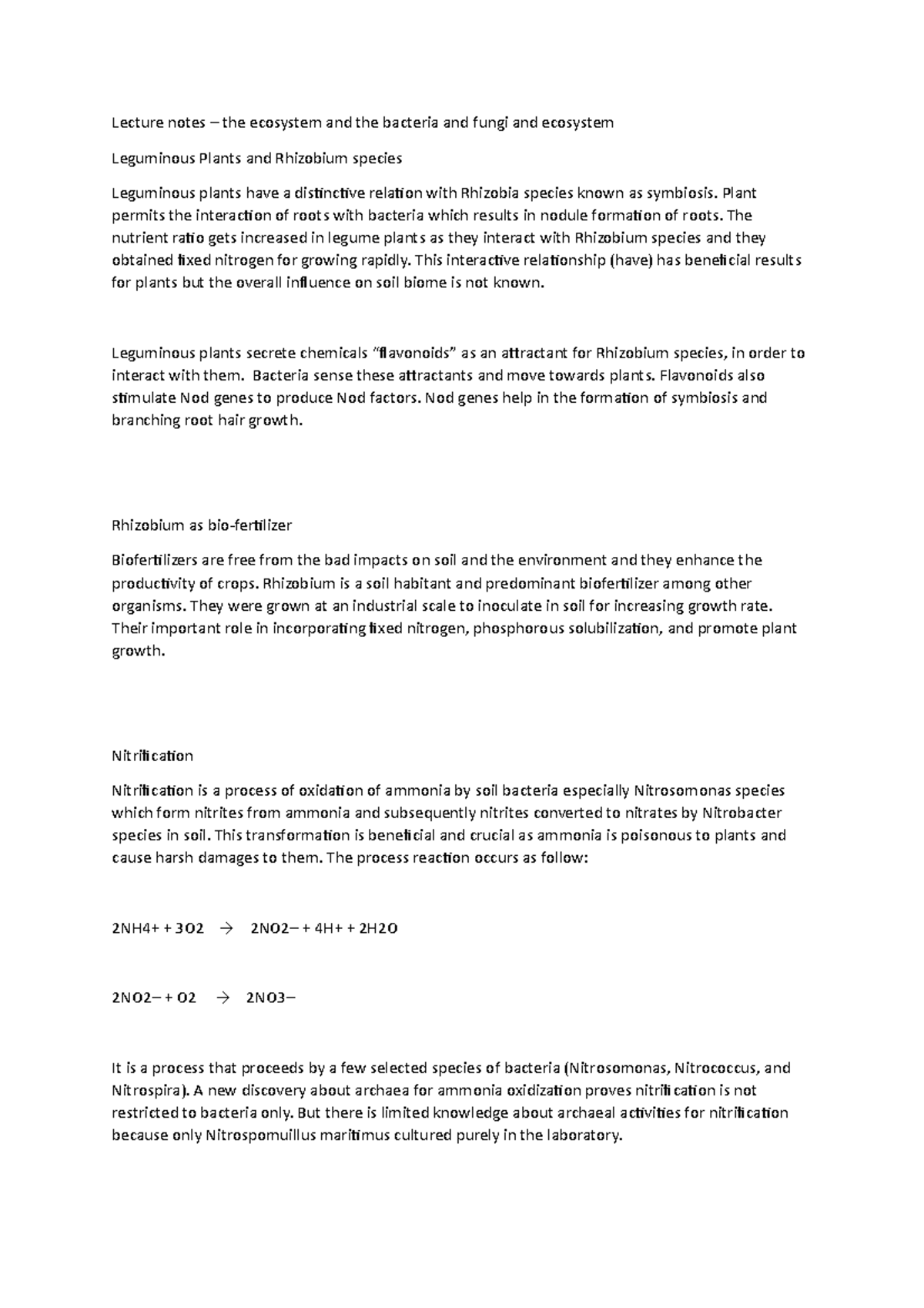 Lecture notes – the ecosystem and the bacteria and fungi and ecosystem ...