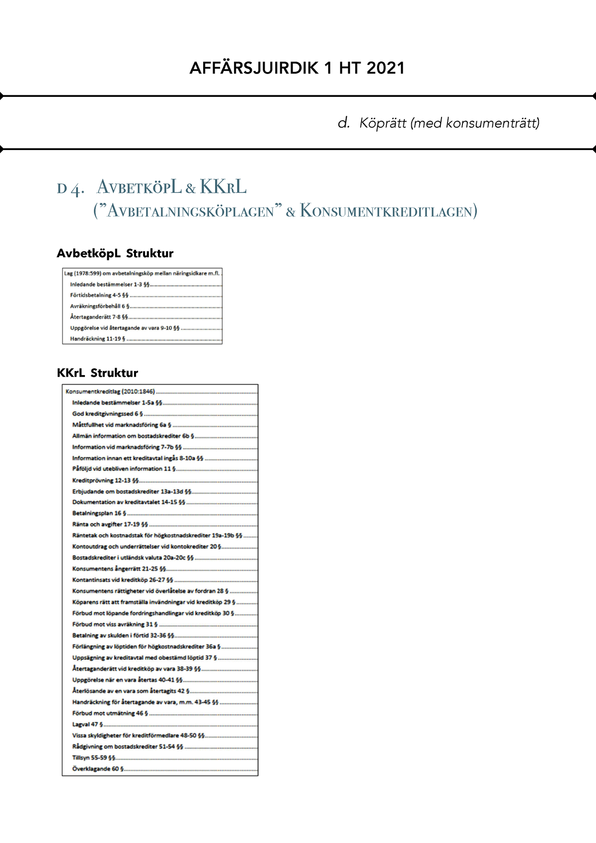 Avbetköp L Och KKr L - AFFÄRSJUIRDIK 1 HT 2021 D. Köprätt (med ...