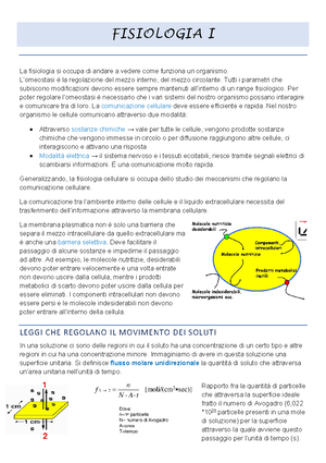 Fisiologia - Appunti Del Corso Pavia - FISIOLOGIA I Principi Su Cui Si ...