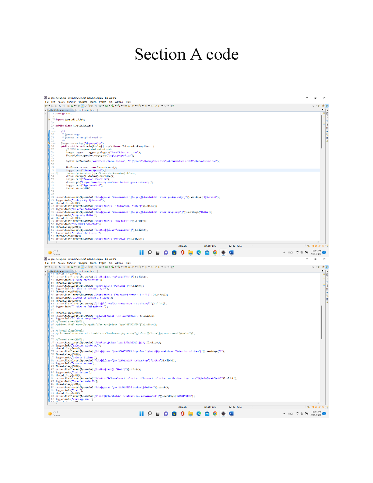 Section A code Testing - coding notes - Section A code IDE File Edit ...