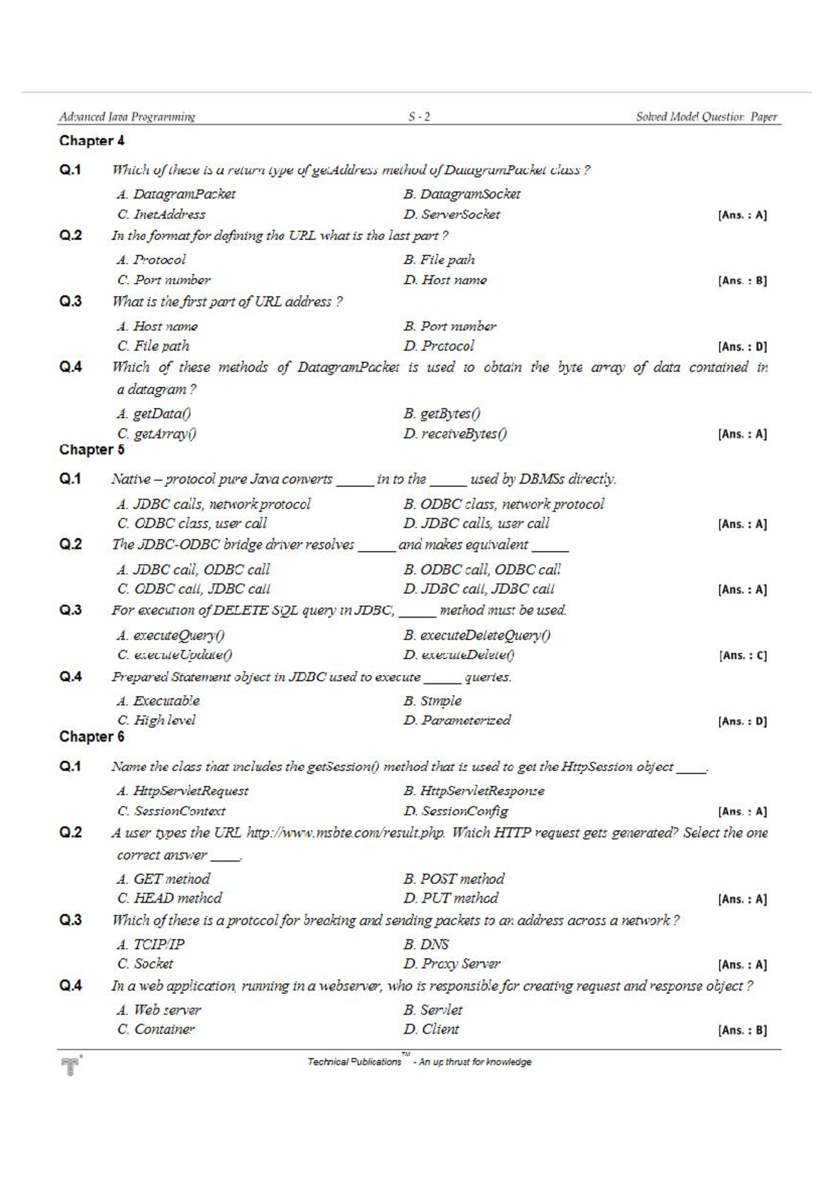 Advance Java - MCQ set2 Practice Technical - Advanced java programming ...