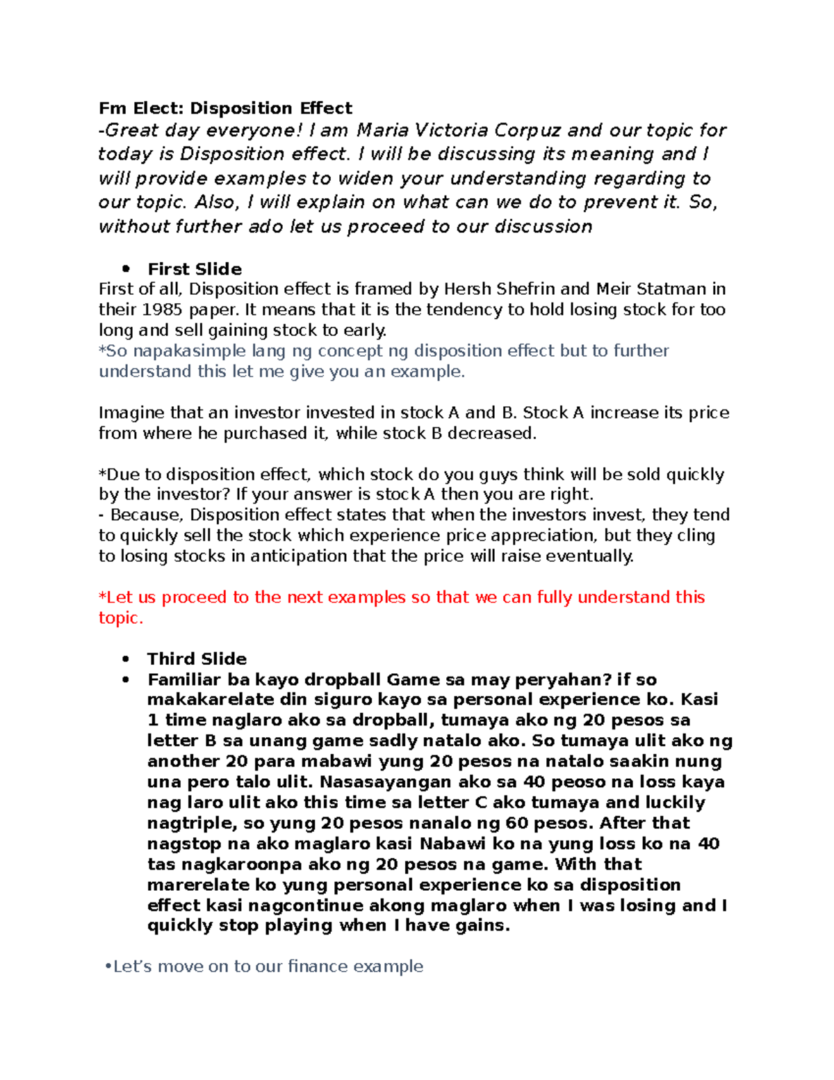 13. Disposition Effect - Fm Elect: Disposition Effect - Great day ...
