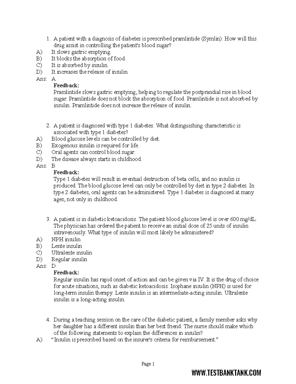 Chapter 41- Drug Therapy for Diabetes Mellitus-Test-Bank-Tank - A ...