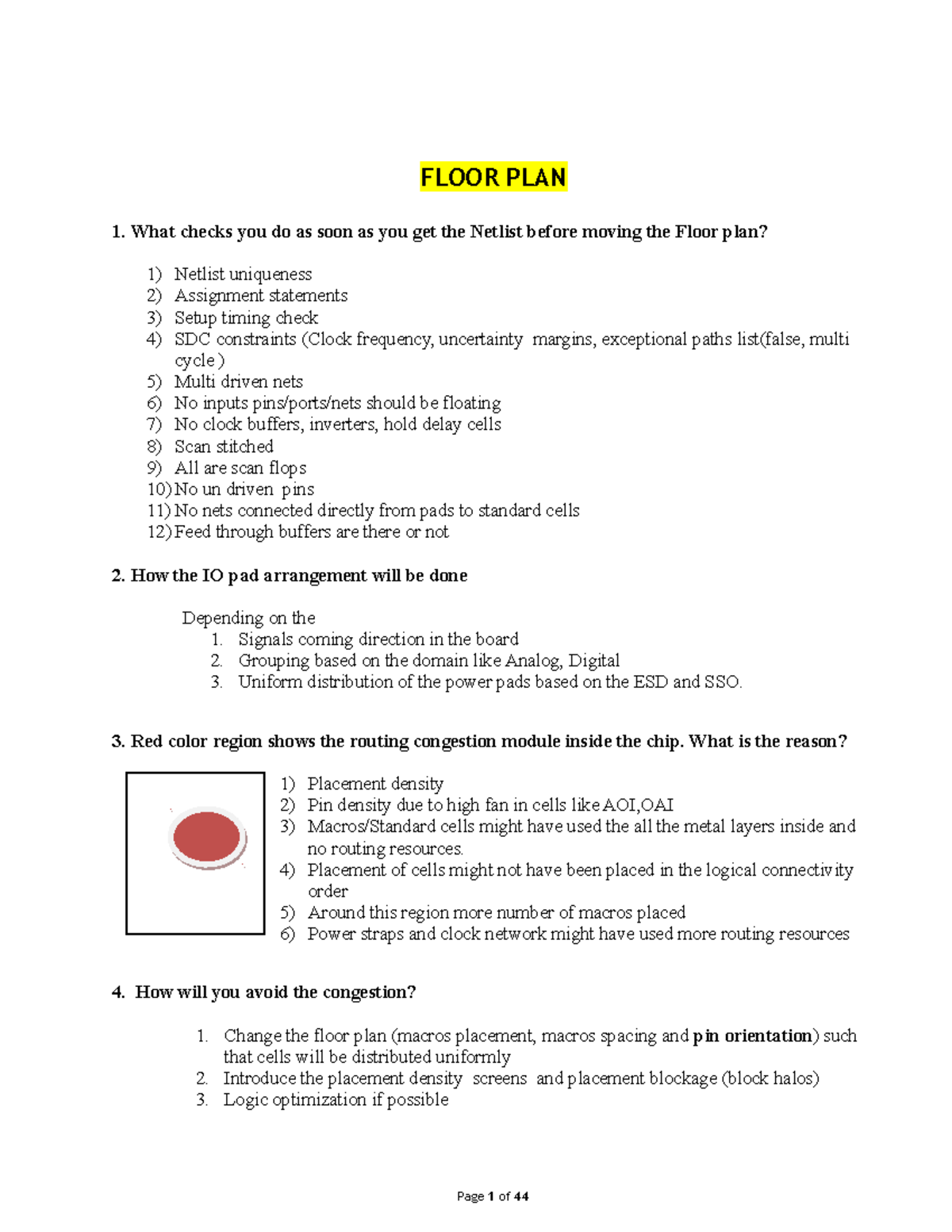Questions bank (1) NOTES FLOOR PLAN 1. What checks you do as soon