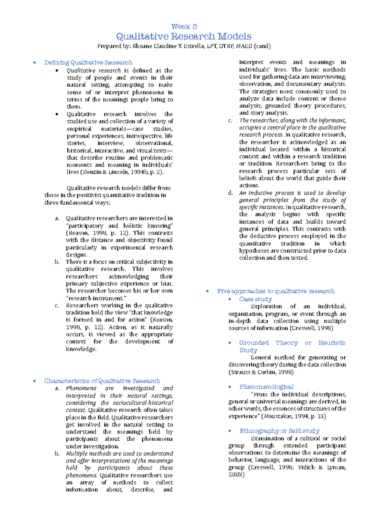 Week+5+%28Qualitative+Research+Models%29 - Week 5 Qualitative Research ...