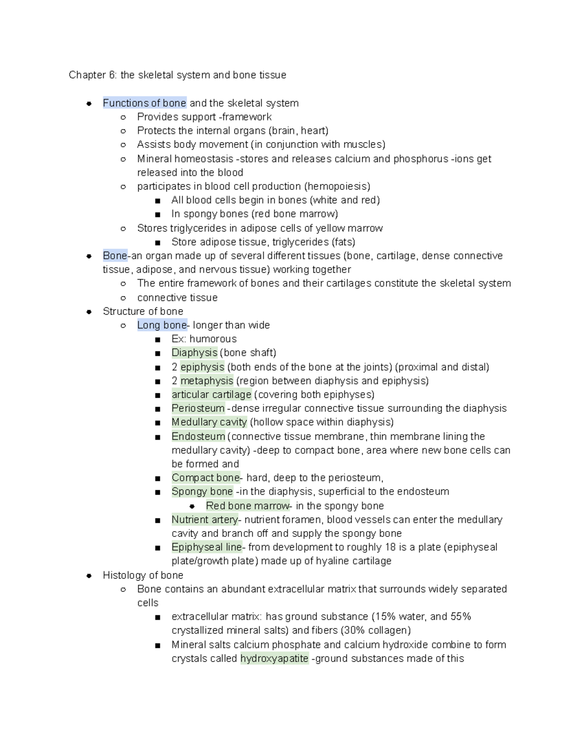 Chapter 6 - Chapter 6: the skeletal system and bone tissue Functions of ...
