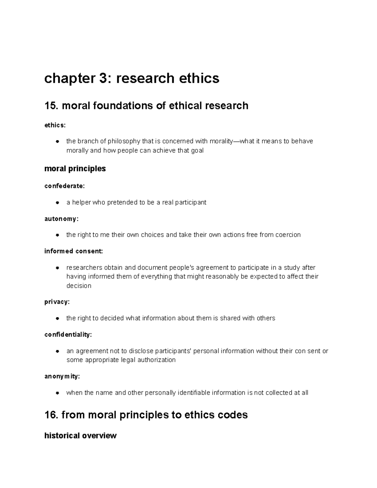 Chapter 3 Research Ethics - PSYCH241 - UMass Amherst - Studocu