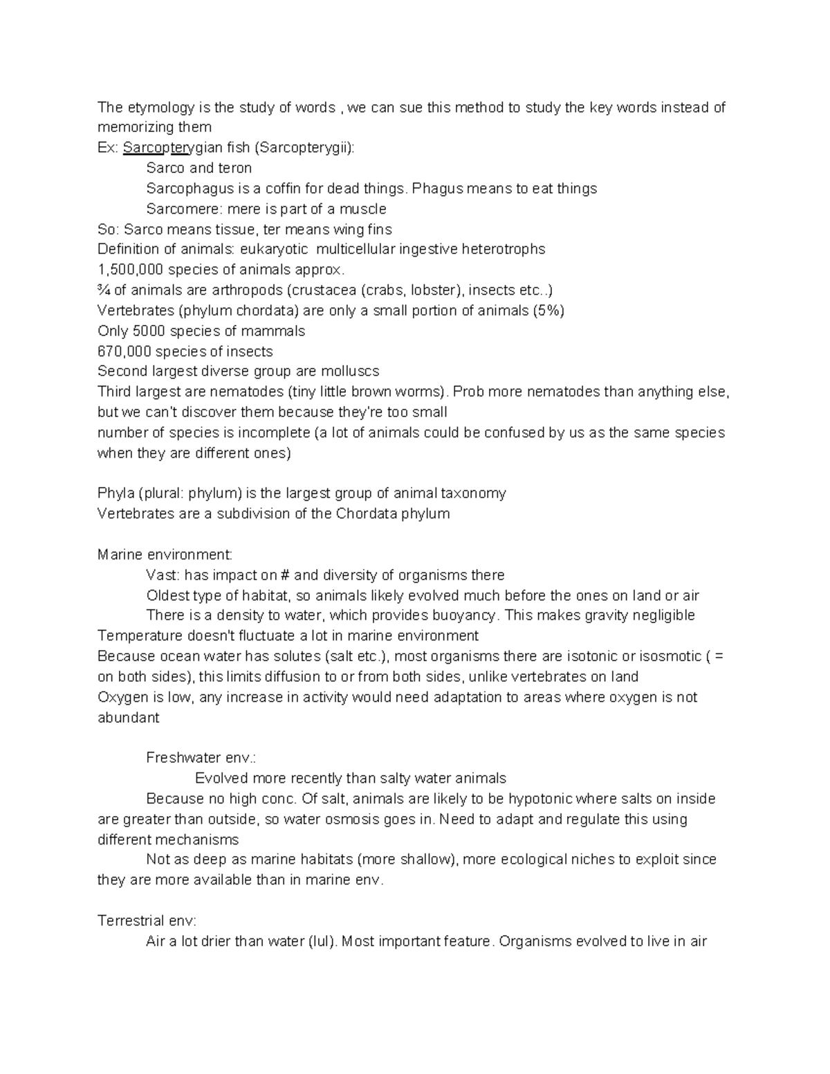 BIO2135 Lecture 1 The etymology is the study of words , we can sue