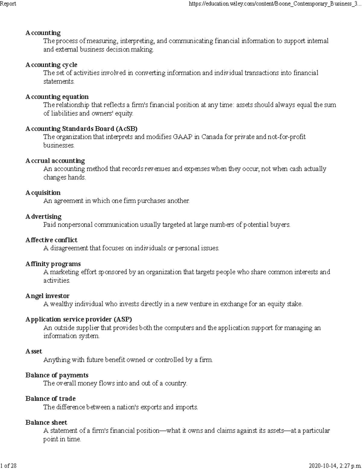 Flashcards-Keywords all chapters - Accounting The process of measuring ...