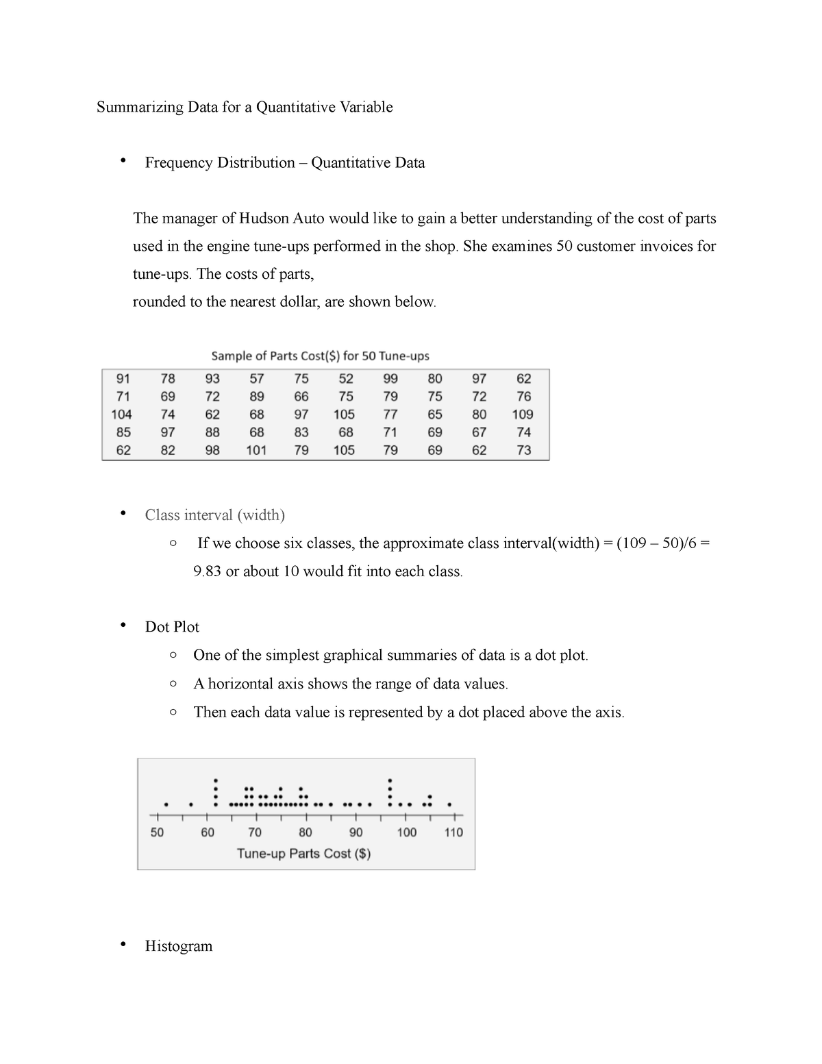 summarizing-data-for-a-quantitative-variable-she-examines-50-customer-invoices-for-tune-ups