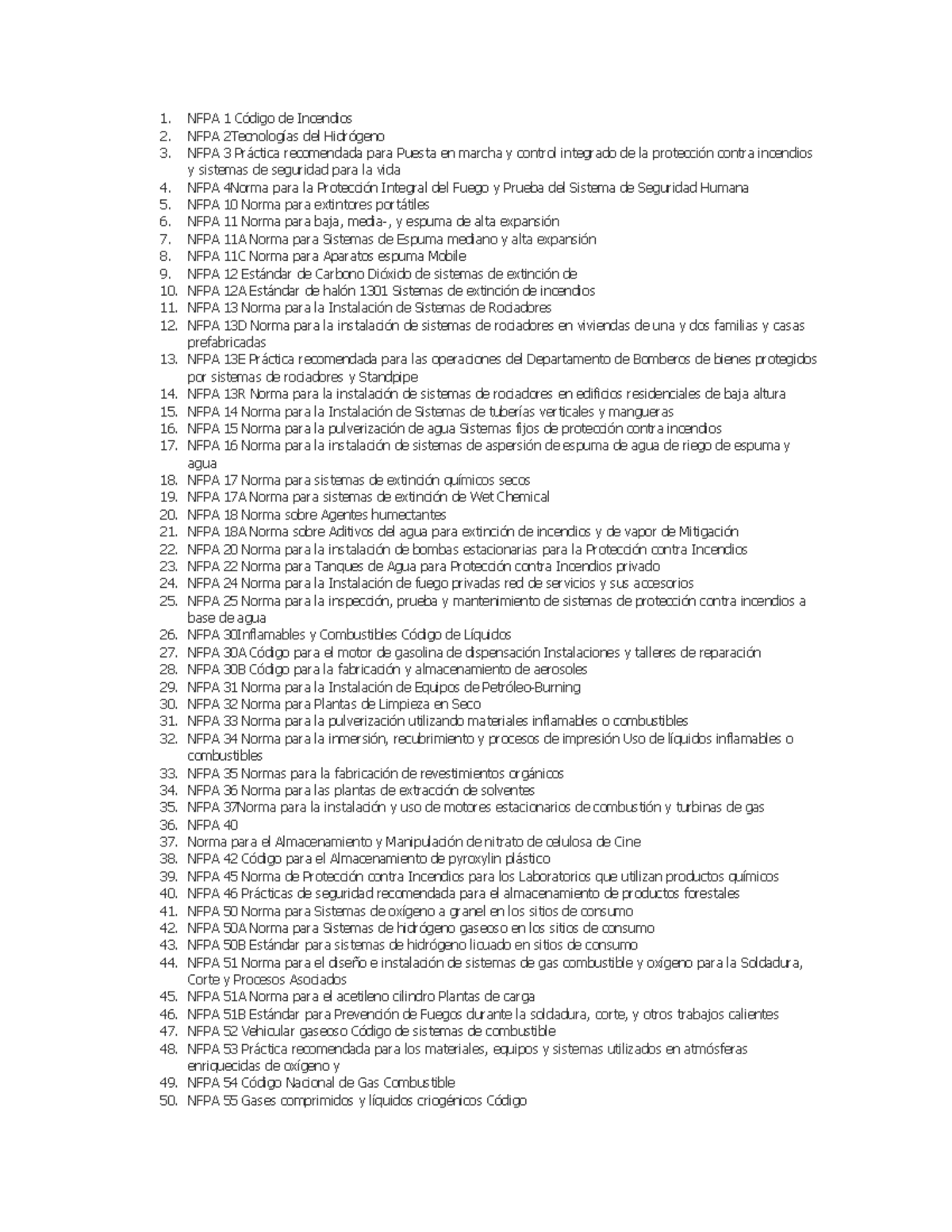 NFPA Códigos y normas - NFPA 1 CÛdigo de Incendios NFPA 2TecnologÌas ...