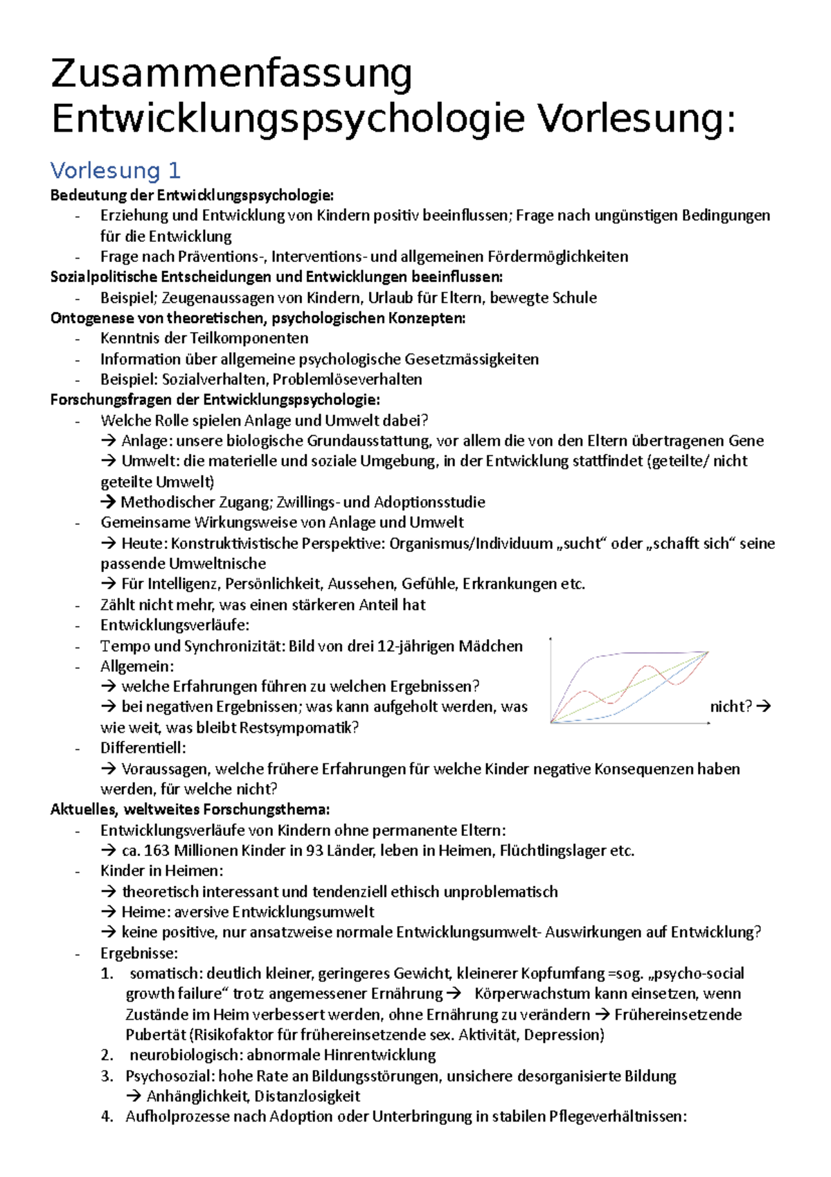 Zusammenfassung Entwicklungspsychologie Vorlesung - Zusammenfassung ...