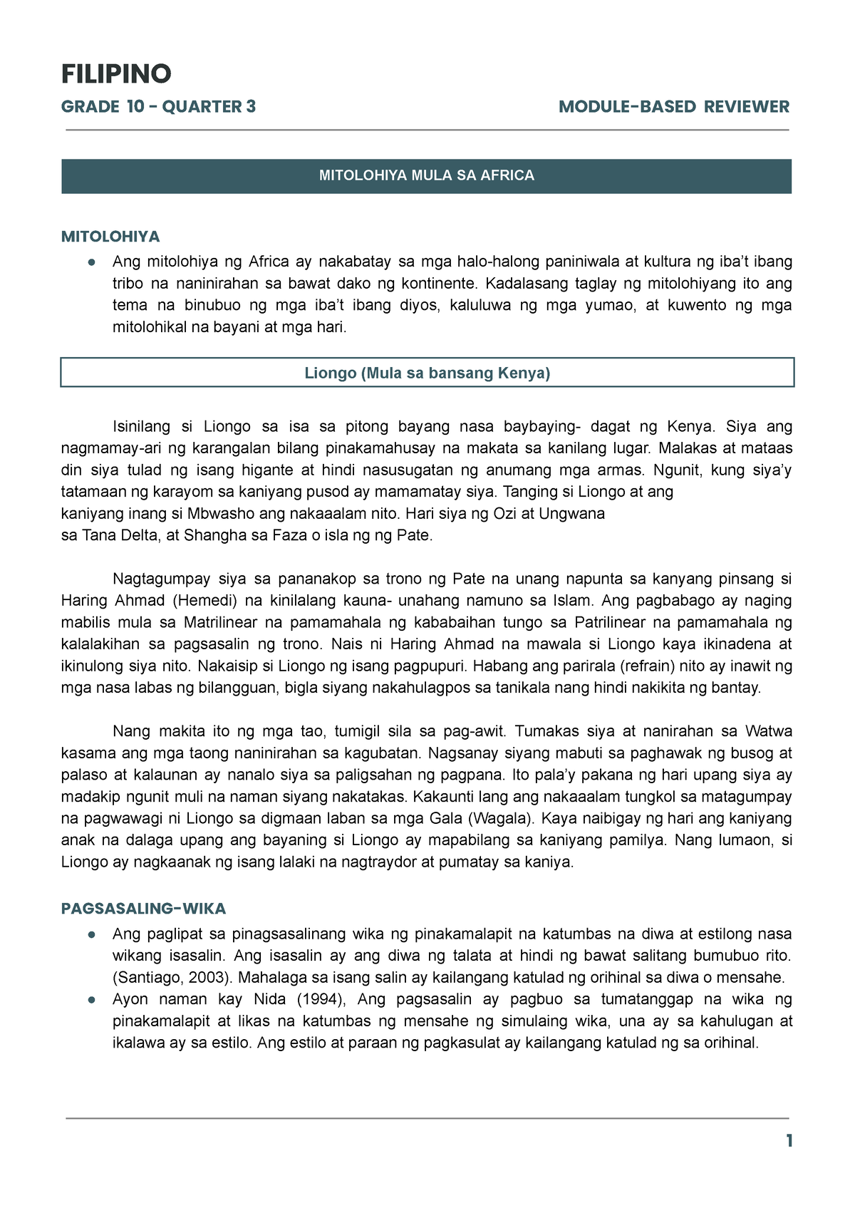 Filipino Q3 - Template - GRADE 10 - QUARTER 3 MODULE-BASED REVIEWER ...