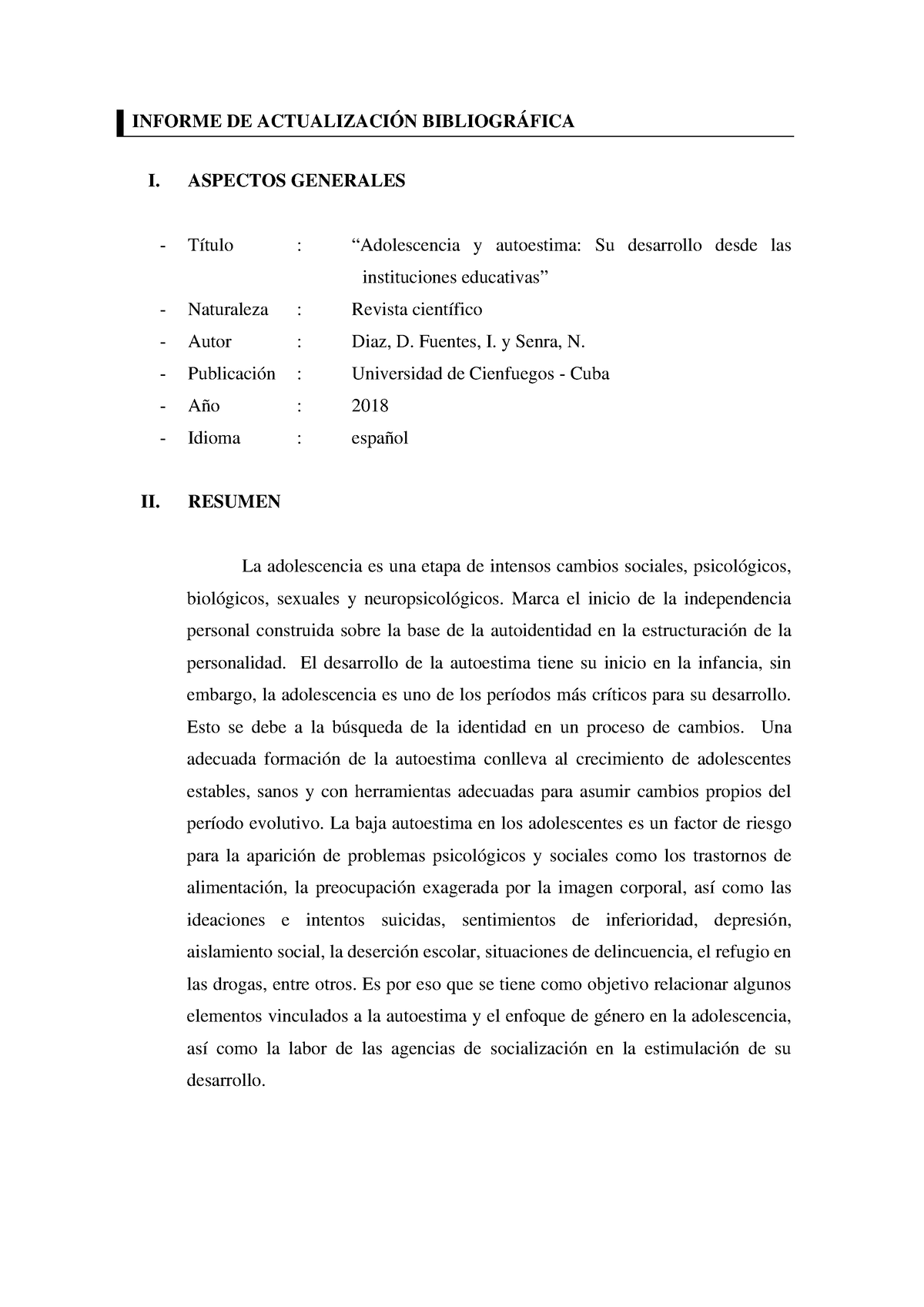 ART.8. Adolescencia Y Autoestima SU Desarrollo Desde LAS Instituciones ...