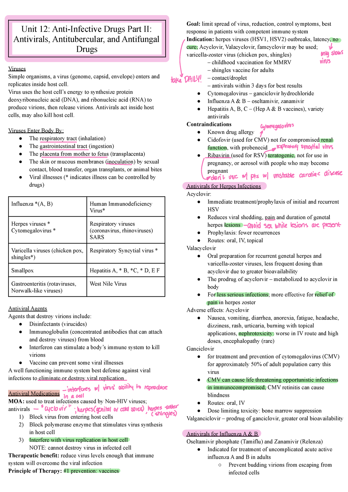 CNUR 202 Unit 12 Anti-Infectives II - Unit 12: Anti-Infective Drugs ...