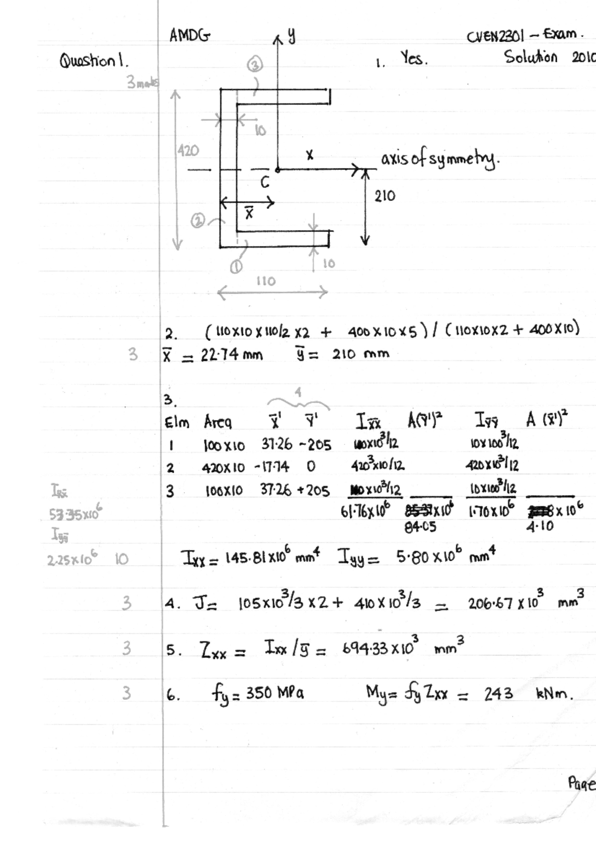 CVEN2301 Exam 2010 Q1 Q2 Solutions - ENGG2400 - Studocu