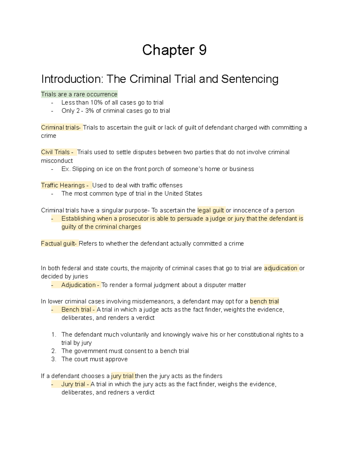 CJS.105.02 Chapter 9 summary - Chapter 9 Introduction: The Criminal ...
