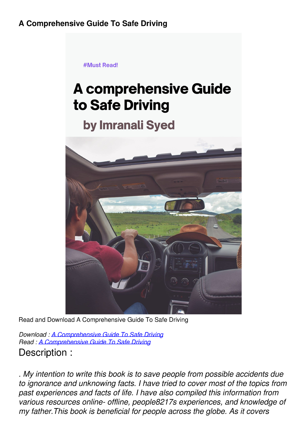 PDF/READ A Comprehensive Guide To Safe Driving - A Comprehensive Guide ...